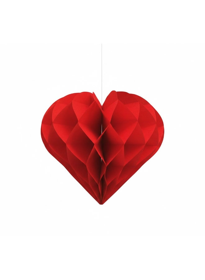 Toyland 30 CM Red Heart Hanging Decoration – Honeycomb Paper Heart for Valentine’s Day & Party Décor - Image 1